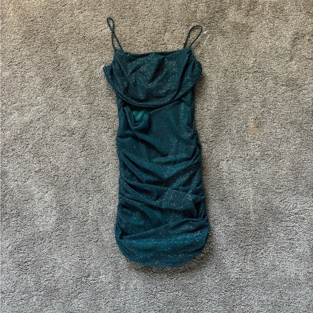 Sparkly, dark green mini dress